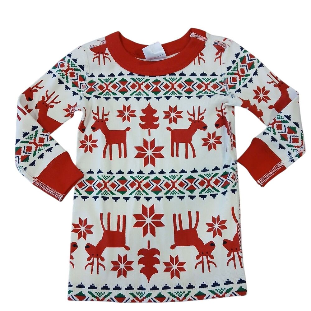 NEW HANNA ANDERSSON  100% ORGANIC COTTON REINDEER ‎ PAJAMA Top 75 US 12M-18M